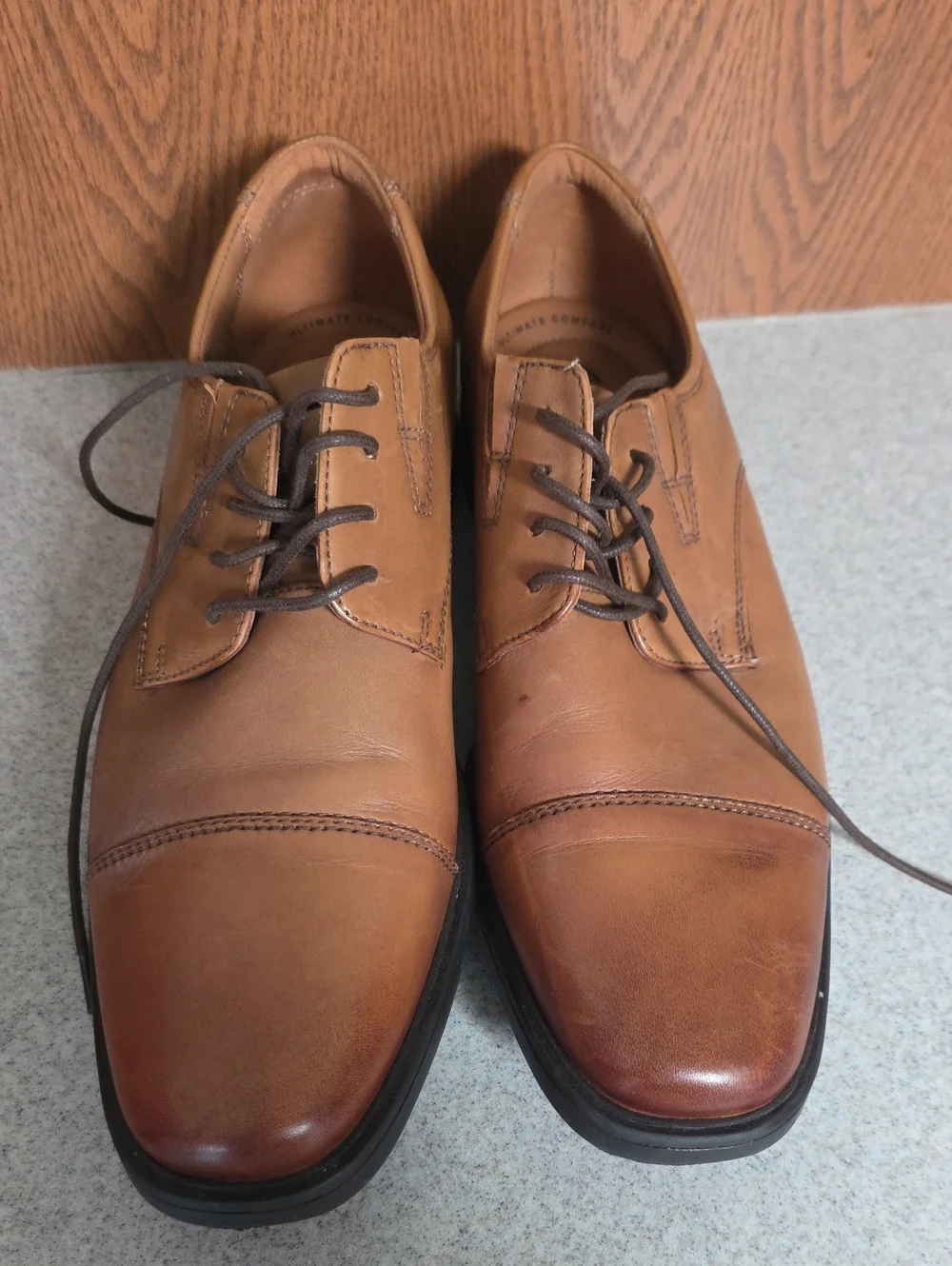 Men's Brown Leather Cap-Toe Dress Shoes